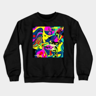 earthly delights ecopop in mexican patterns madness art monsters Crewneck Sweatshirt